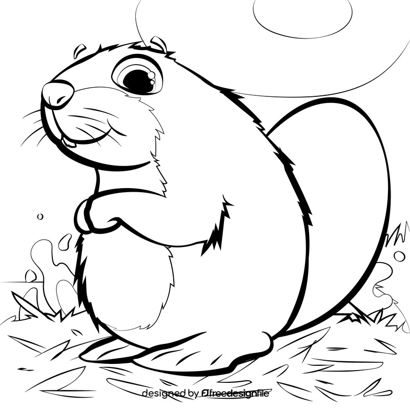 Beaver cartoon black and white vector