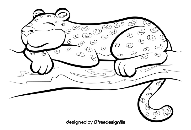 Leopard cartoon black and white clipart