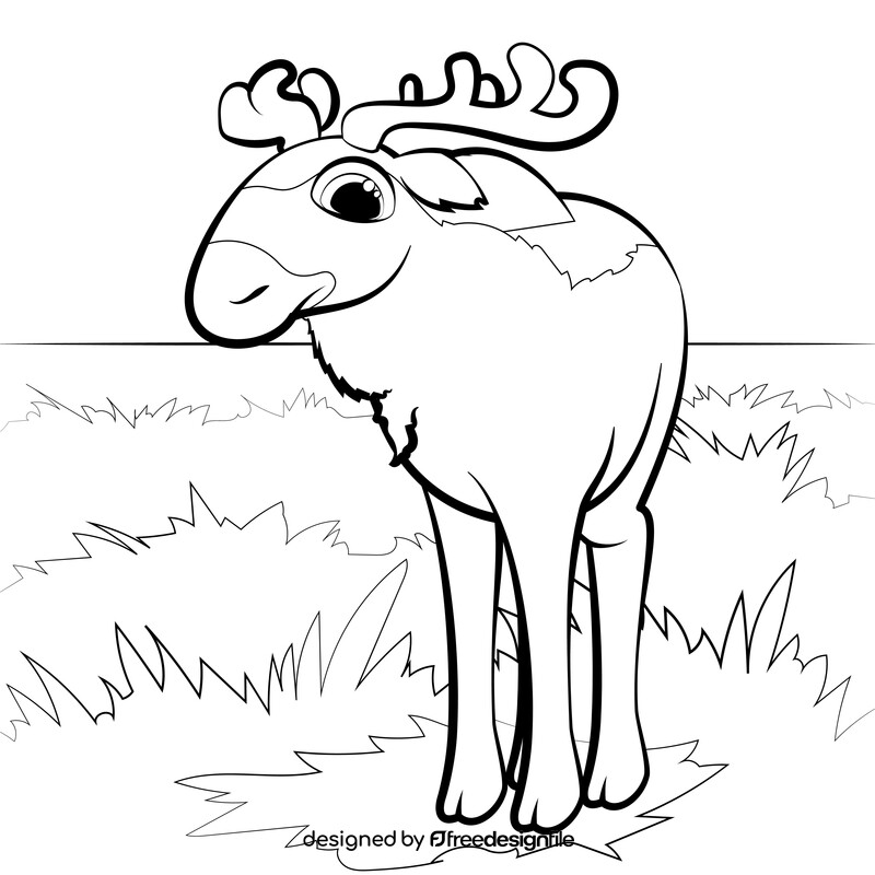 Moose cartoon black and white vector