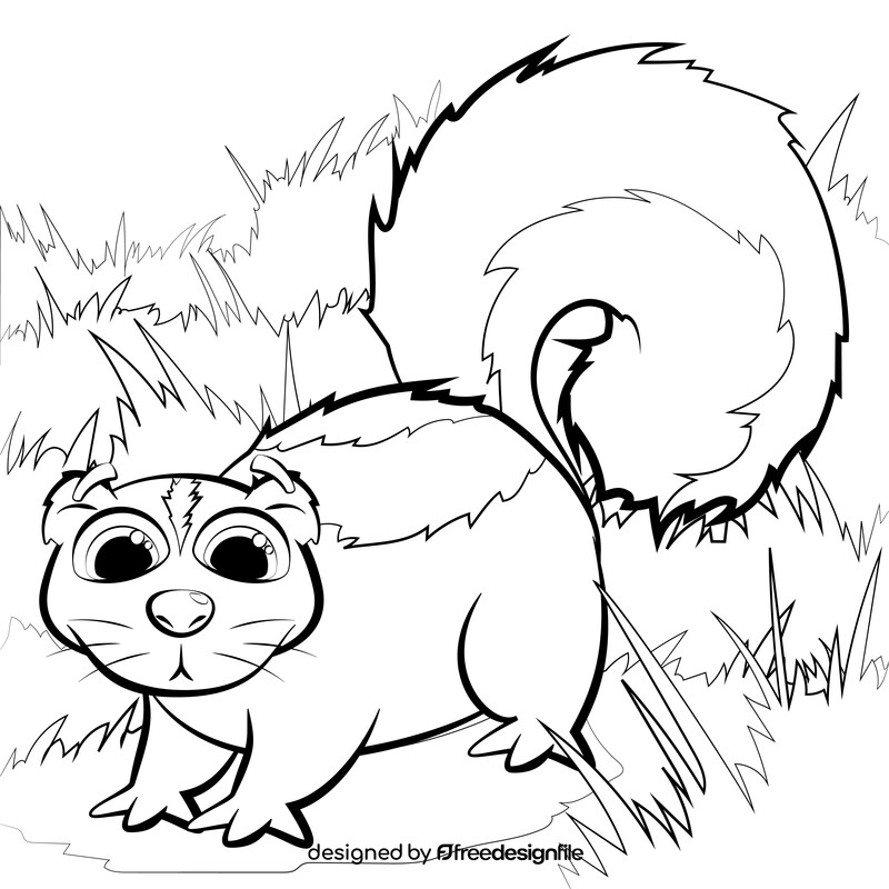 Skunk cartoon black and white vector