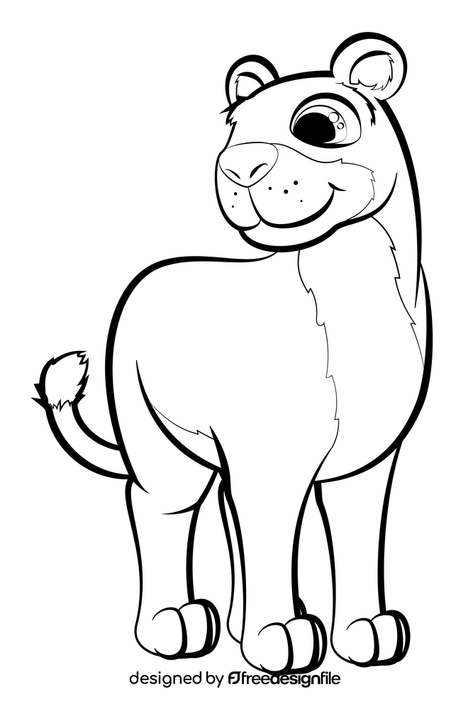 Lioness cartoon black and white clipart