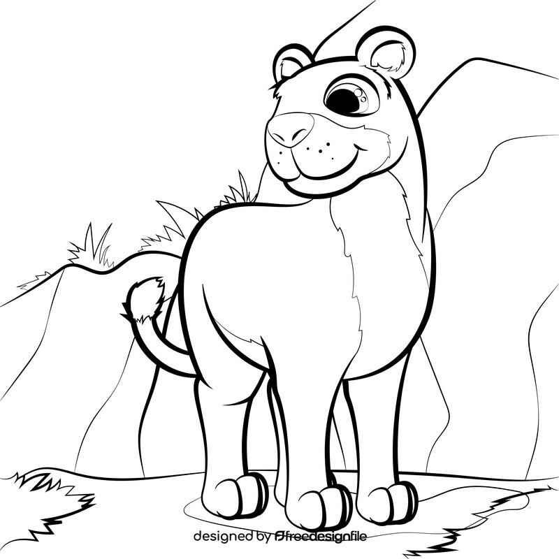 Lioness cartoon black and white vector