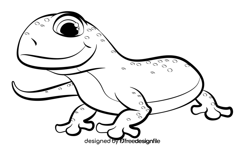 Lizard cartoon black and white clipart
