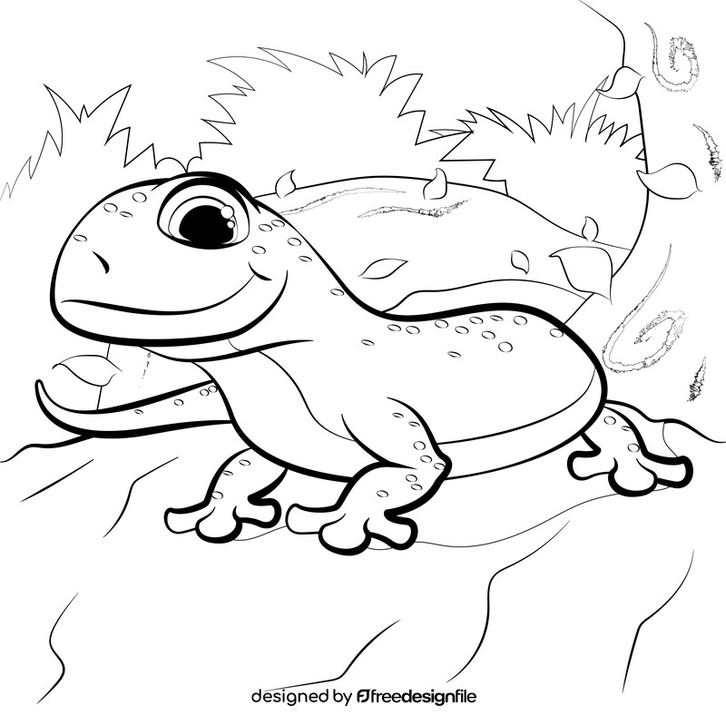 Lizard cartoon black and white vector