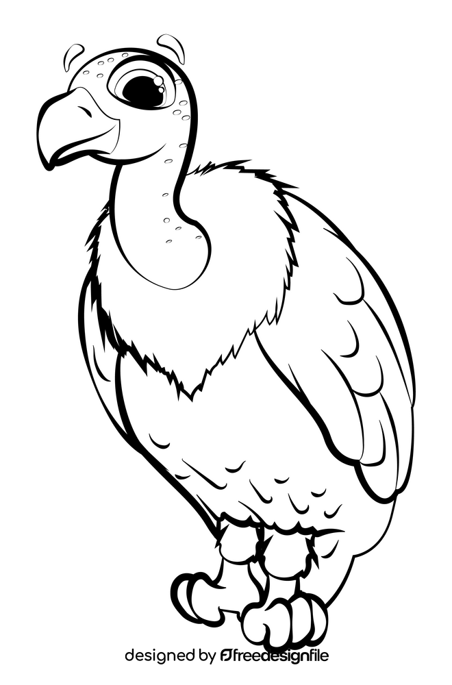 Vulture cartoon black and white clipart