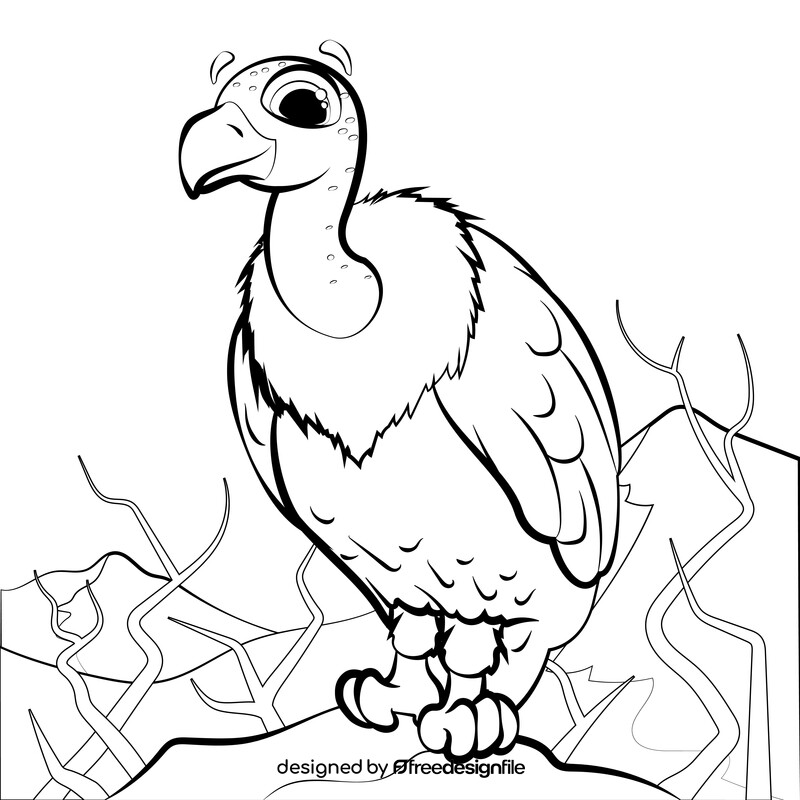 Vulture cartoon black and white vector