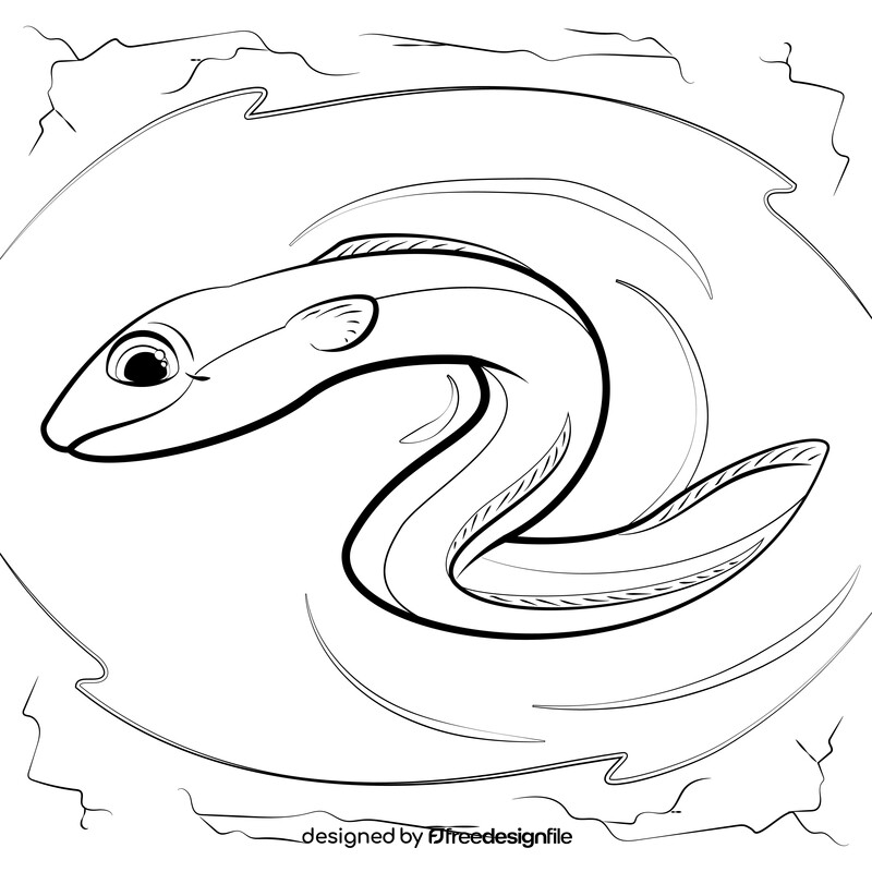 Eel cartoon black and white vector