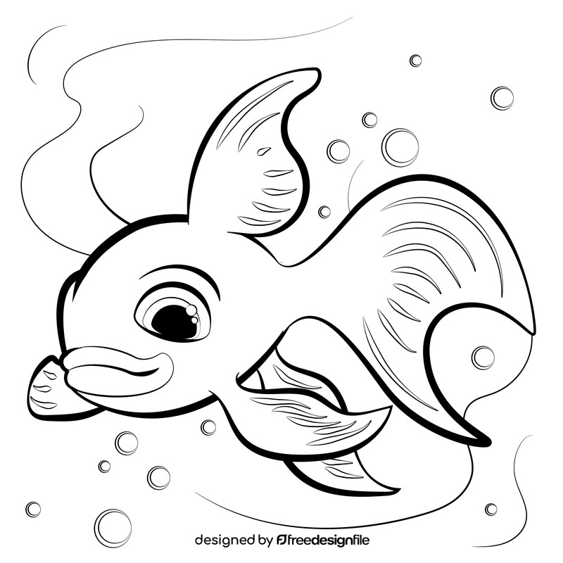 Goldfish cartoon black and white vector