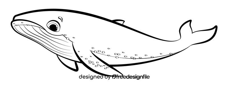 Humpback whale cartoon black and white clipart