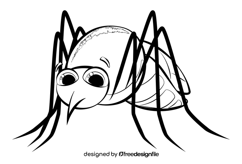 Mosquito cartoon black and white clipart