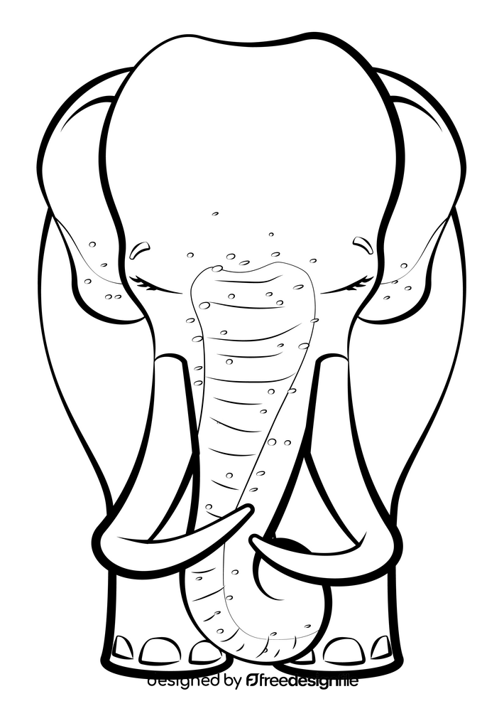 Elephant cartoon black and white clipart