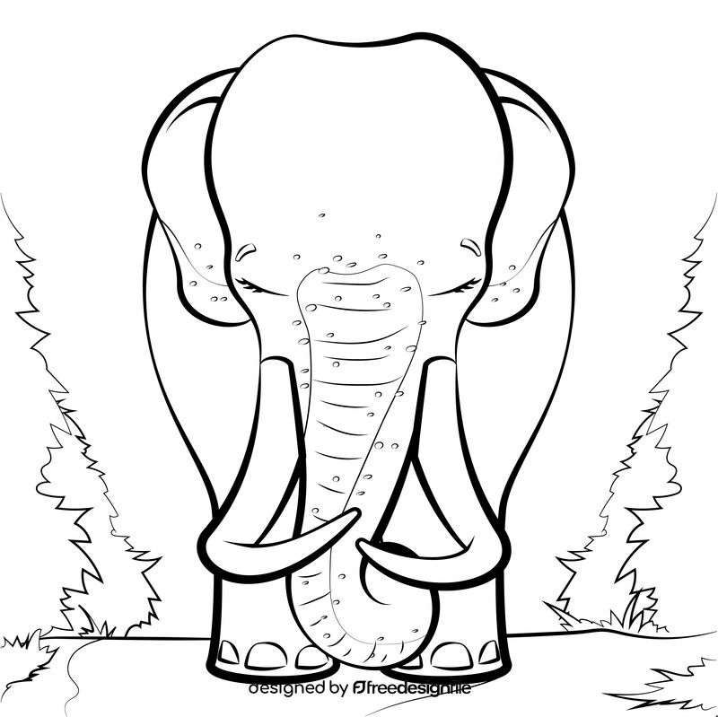 Elephant cartoon black and white vector