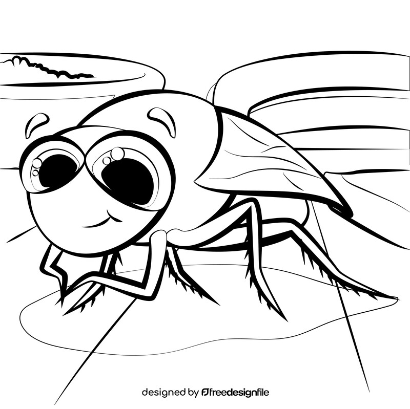 Housefly cartoon black and white vector