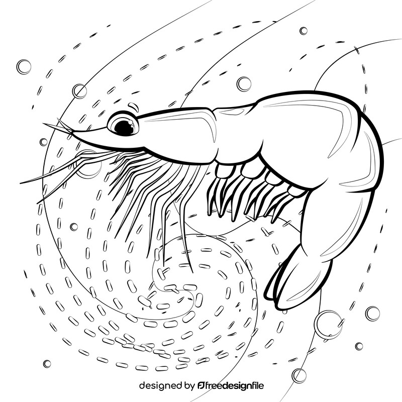 Shrimp cartoon black and white vector