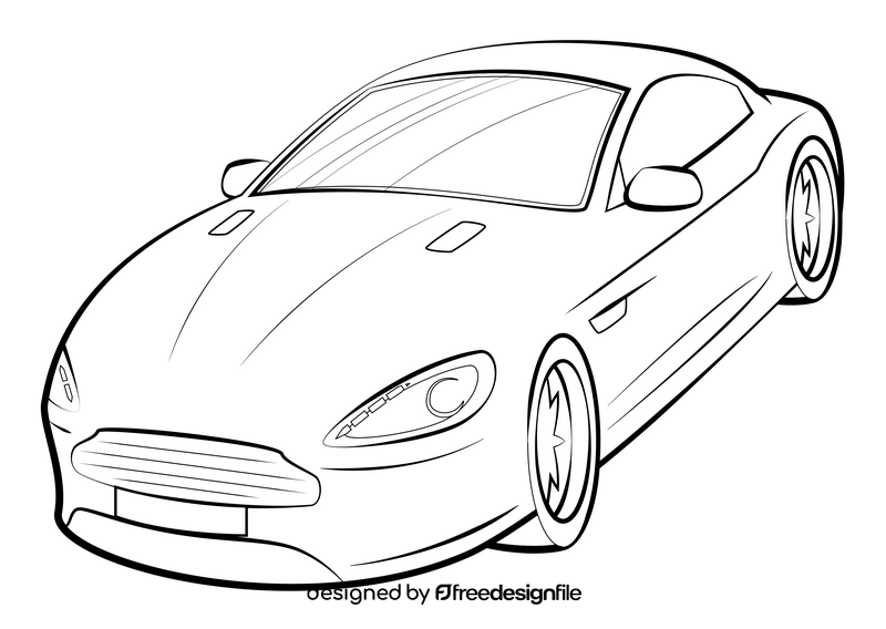 Aston Martin Virage drawing black and white clipart