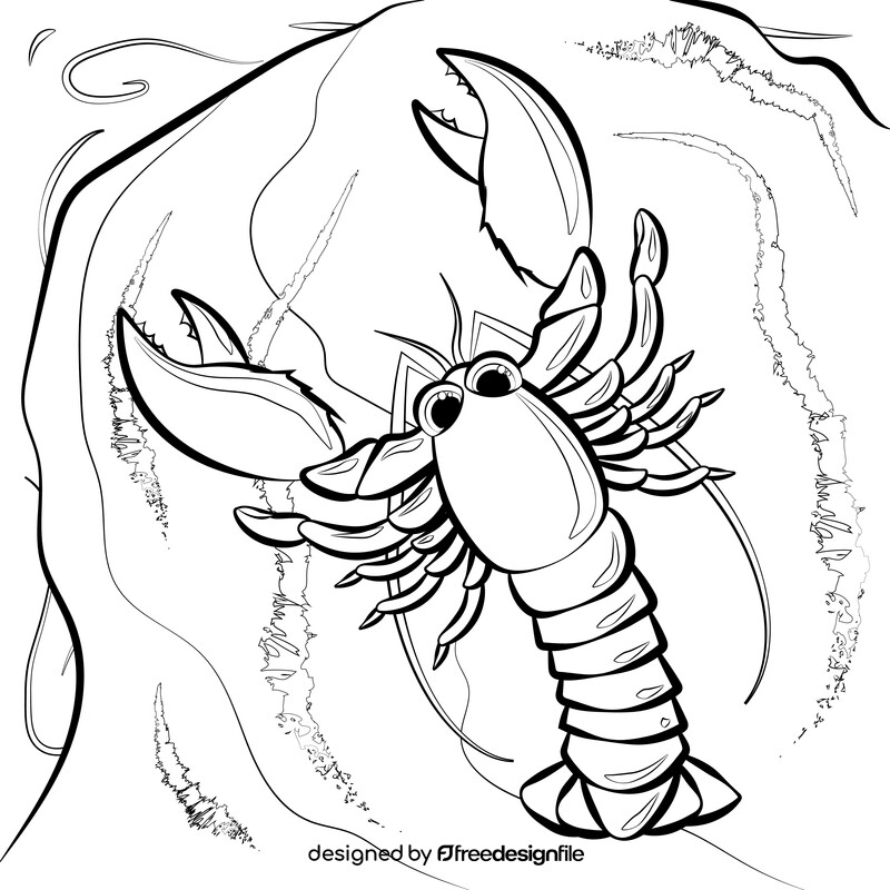 Lobster cartoon black and white vector