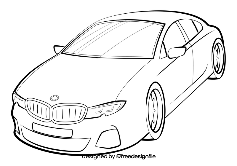 BMW 3 Series drawing black and white clipart