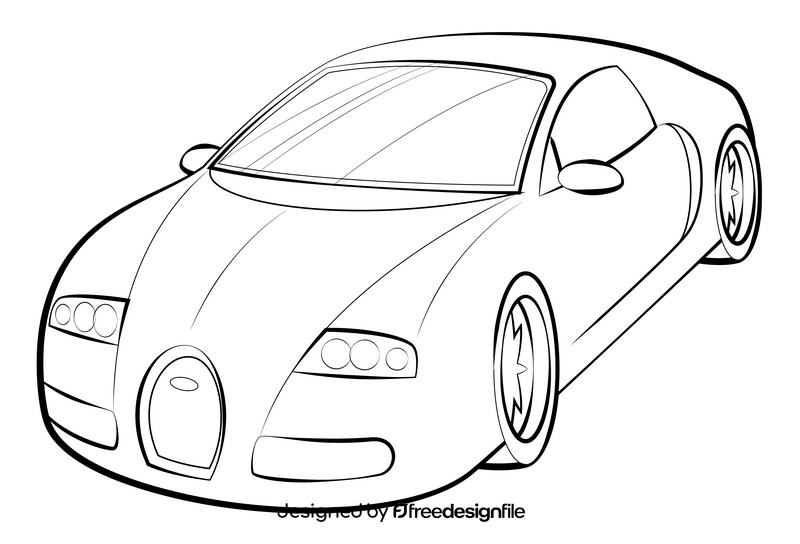 Bugatti Veyron drawing black and white clipart