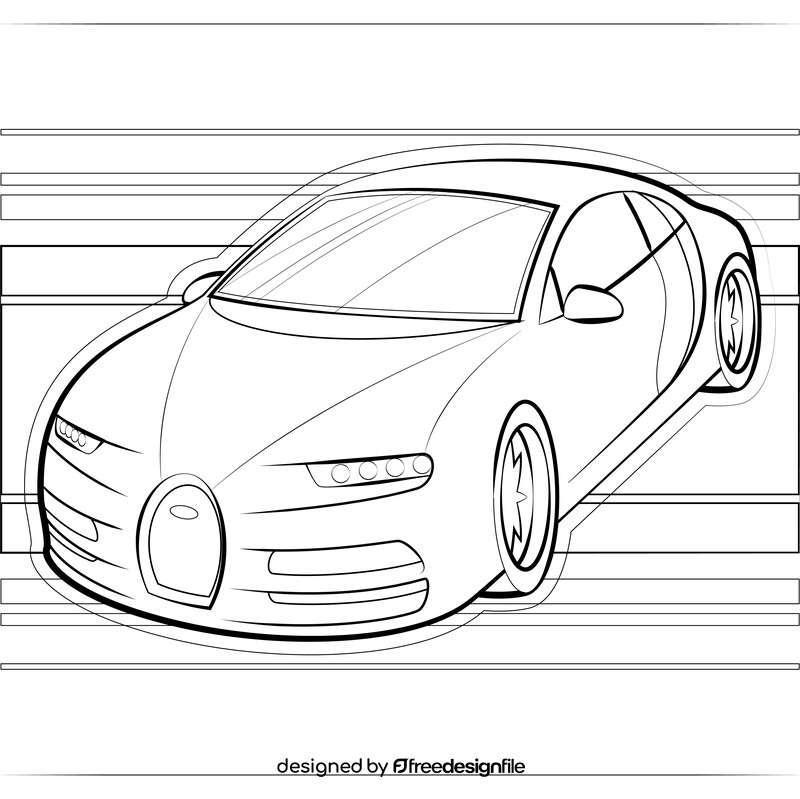 Bugatti Chiron black and white vector