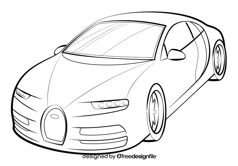 Bugatti Chiron drawing black and white clipart