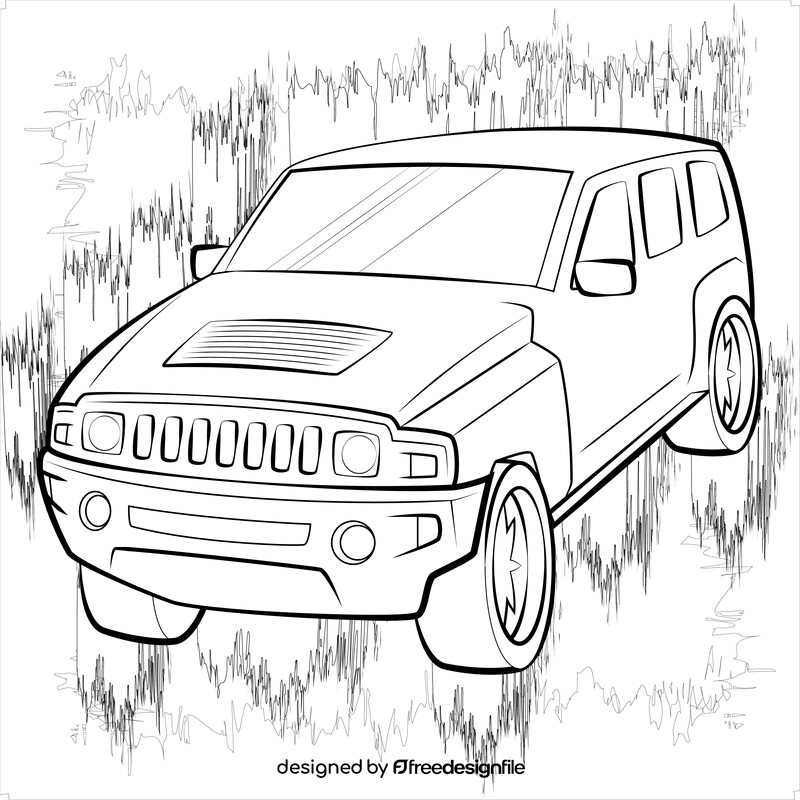 Hummer H2 black and white vector