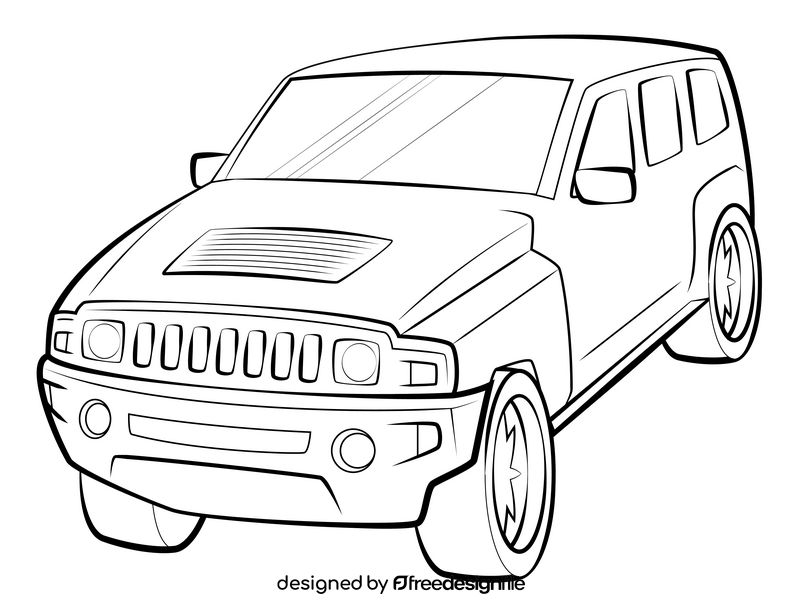 Hummer H2 drawing black and white clipart