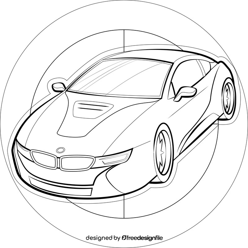 BMW i8 black and white vector