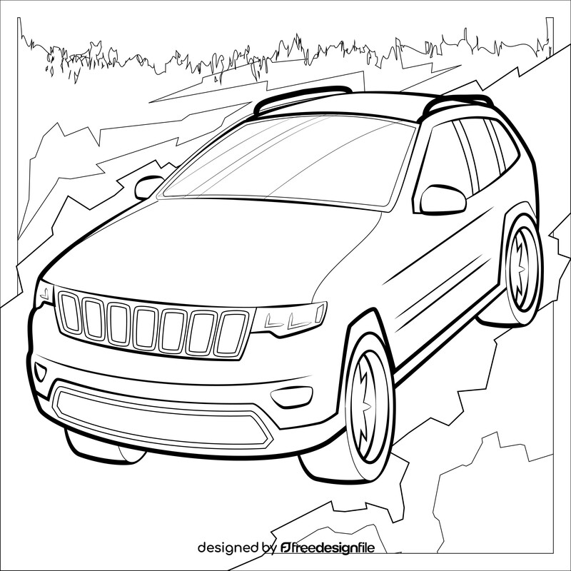 Jeep Grand Cherokee black and white vector