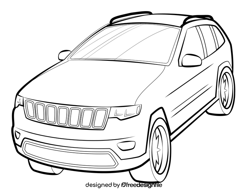 Jeep Grand Cherokee drawing black and white clipart