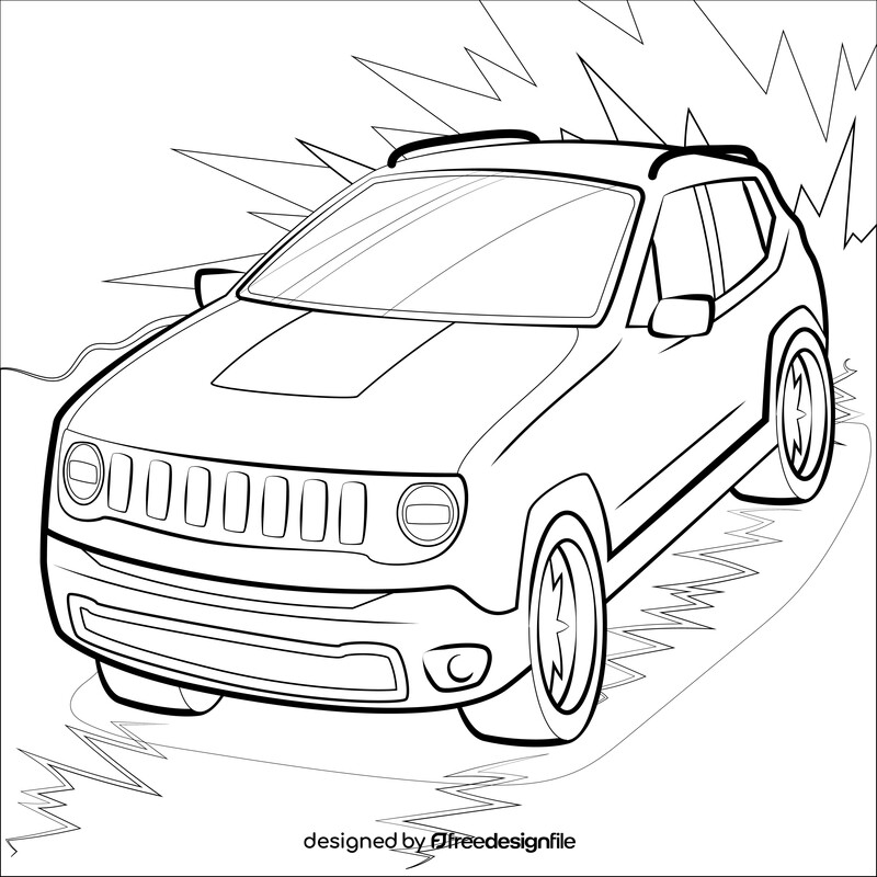 Jeep Renegade black and white vector