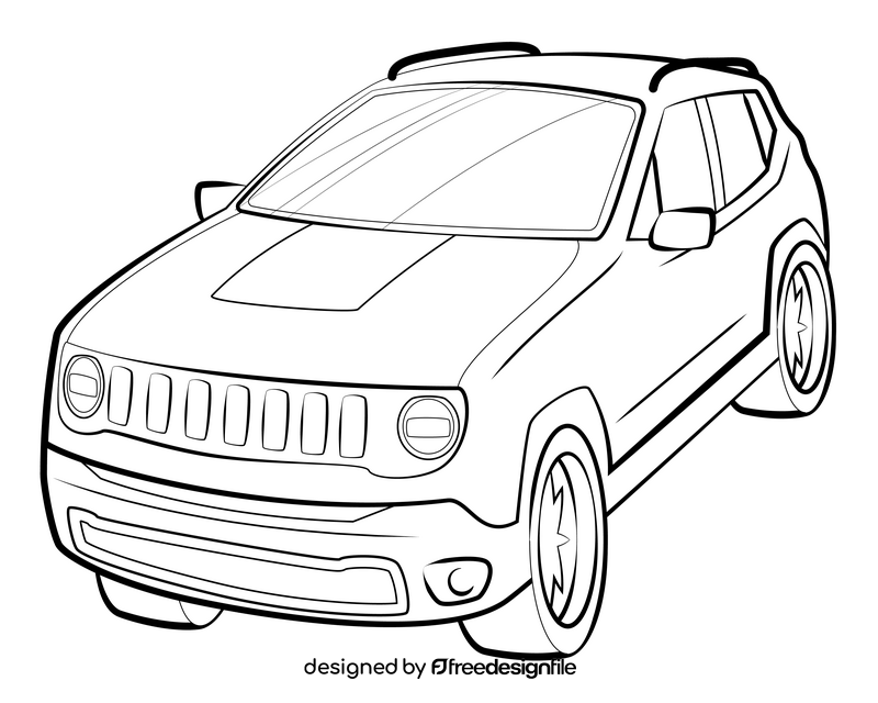 Jeep Renegade drawing black and white clipart