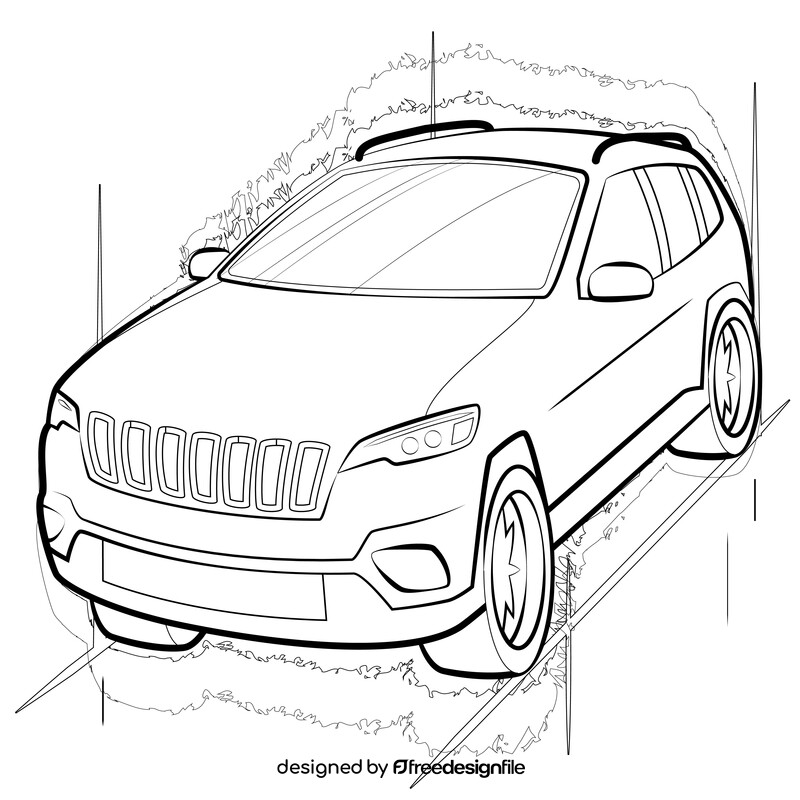 Jeep Cherokee black and white vector