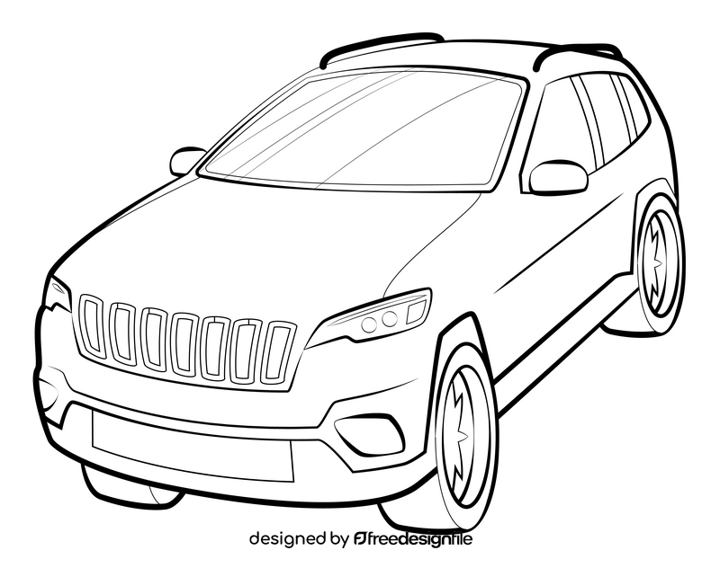 Jeep Cherokee drawing black and white clipart