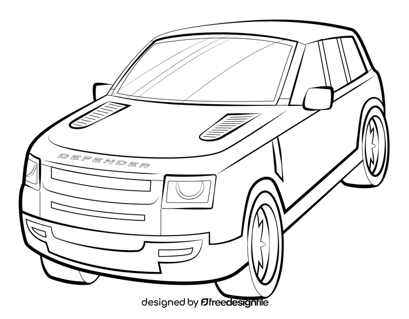 Land Rover Defender drawing black and white clipart