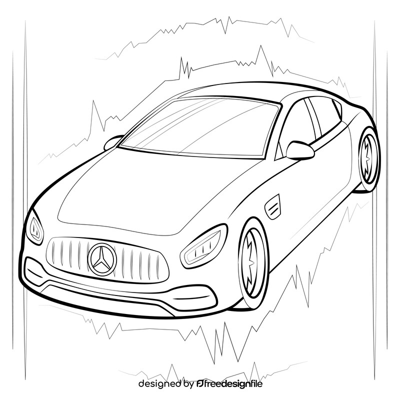 Mercedes Benz AMG black and white vector