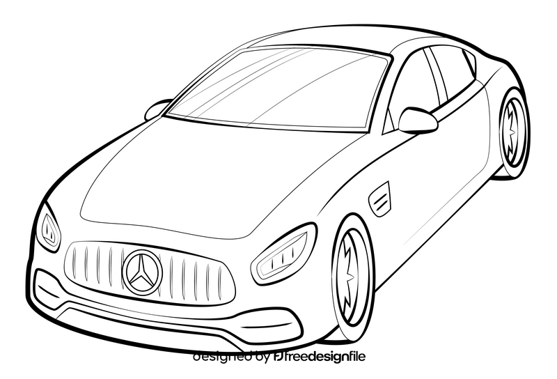 Mercedes Benz AMG drawing black and white clipart