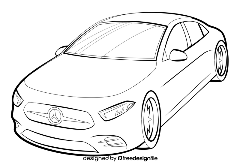 Mercedes Benz A class drawing black and white clipart