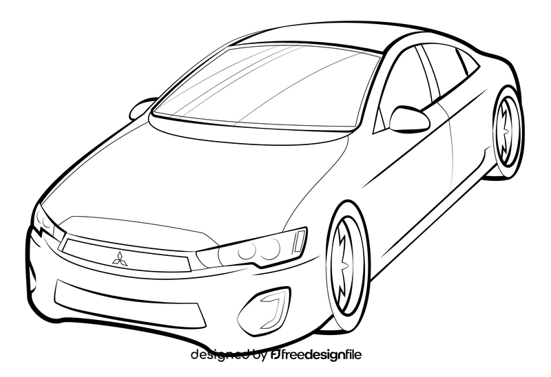 Mitsubishi Lancer drawing black and white clipart