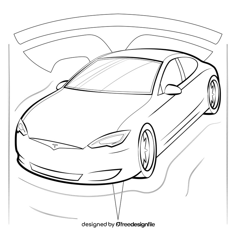 Tesla Model S black and white vector