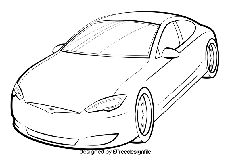 Tesla Model S drawing black and white clipart