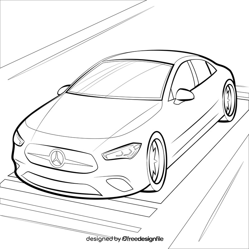 Mercedes Benz CLA class black and white vector