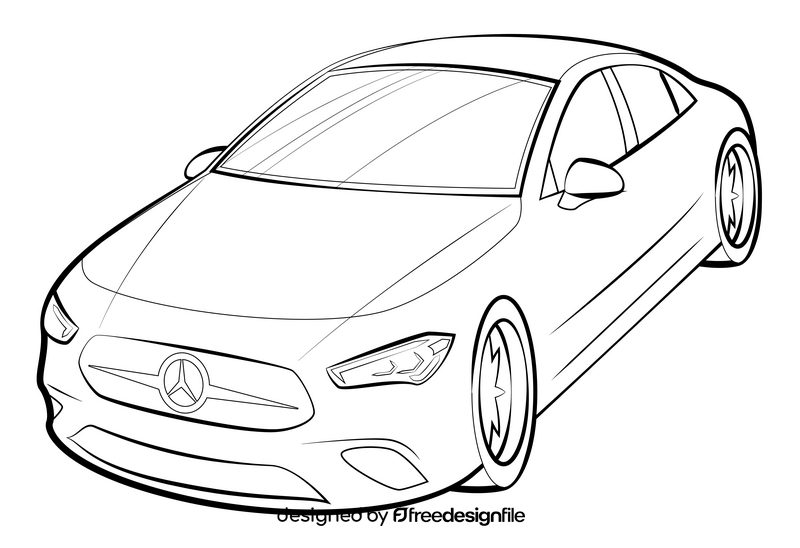 Mercedes Benz CLA class drawing black and white clipart