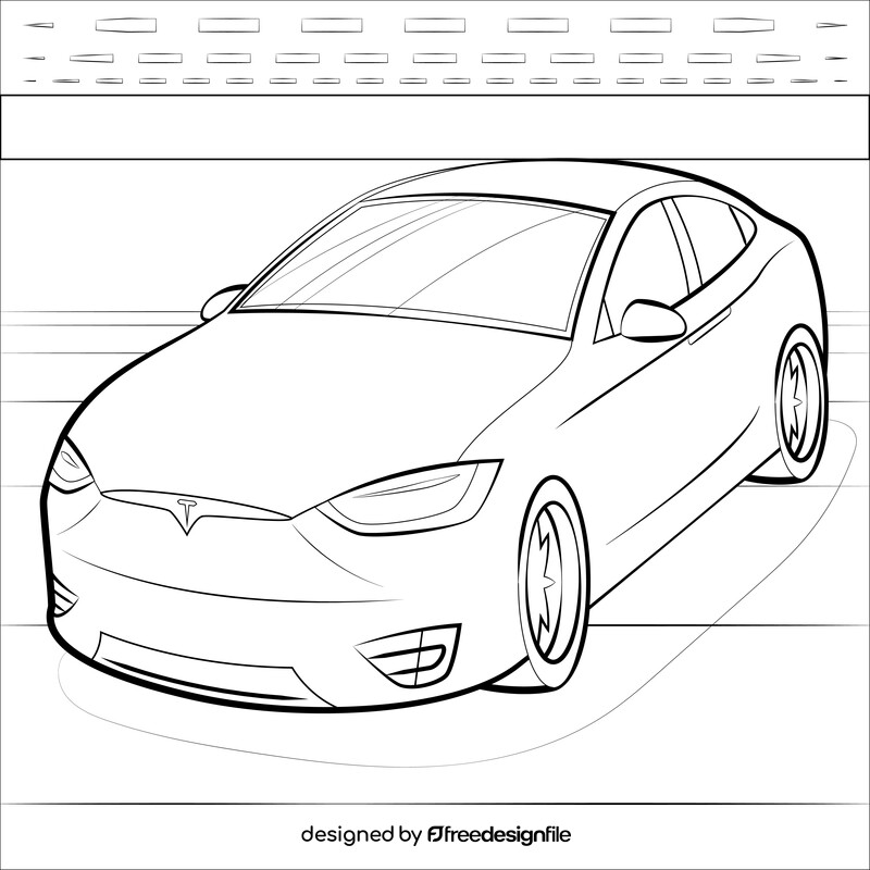 Tesla Model X black and white vector