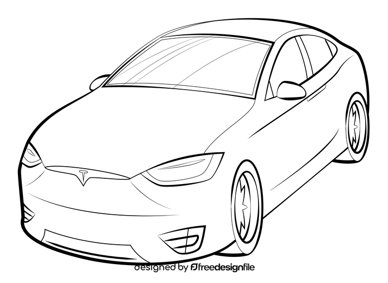 Tesla Model X drawing black and white clipart