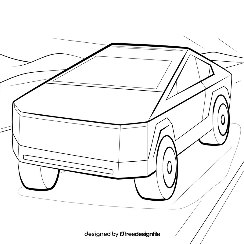 Tesla Cybertruck black and white vector