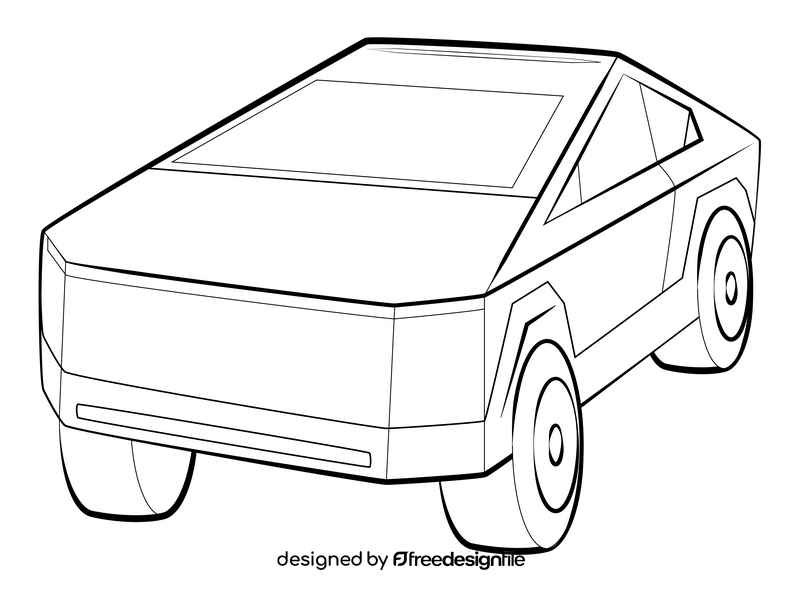 Tesla Cybertruck drawing black and white clipart