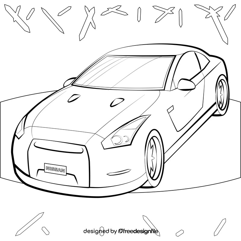 Nissan GTR black and white vector