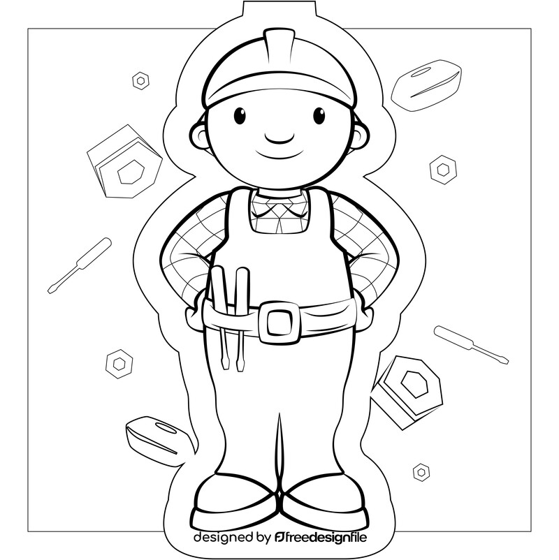 Bob the Builder drawing black and white vector