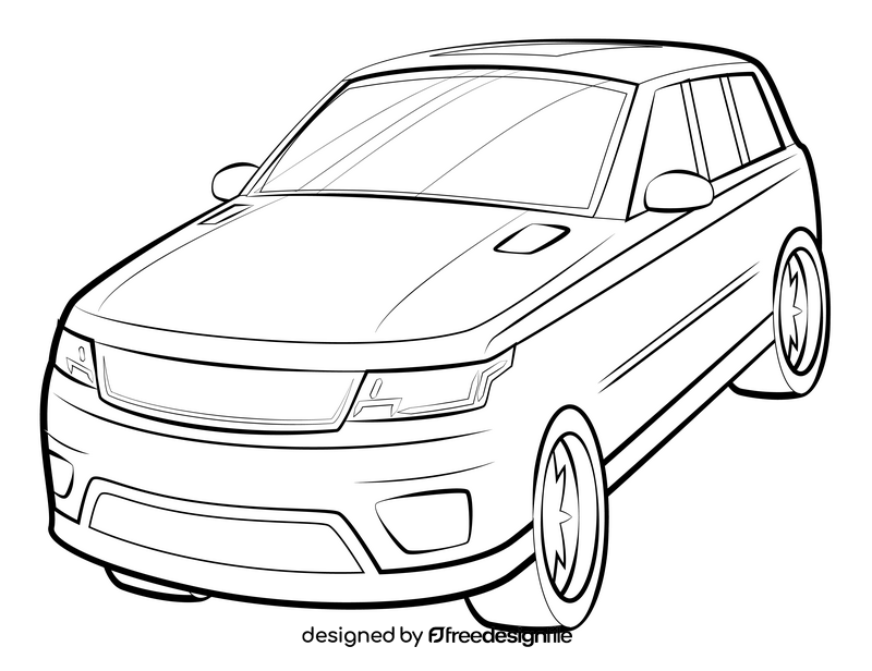 Land Rover Range Rover drawing black and white clipart