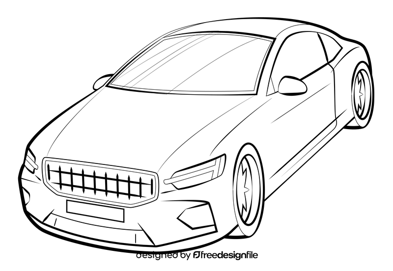 Volvo Polestar 1 drawing black and white clipart